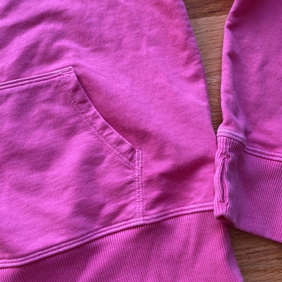 Athletic Works Girls‎ Lightweight Sweatshirt Hot Pink Thumbholes Kangaroo Pocket - Picture 3 of 6